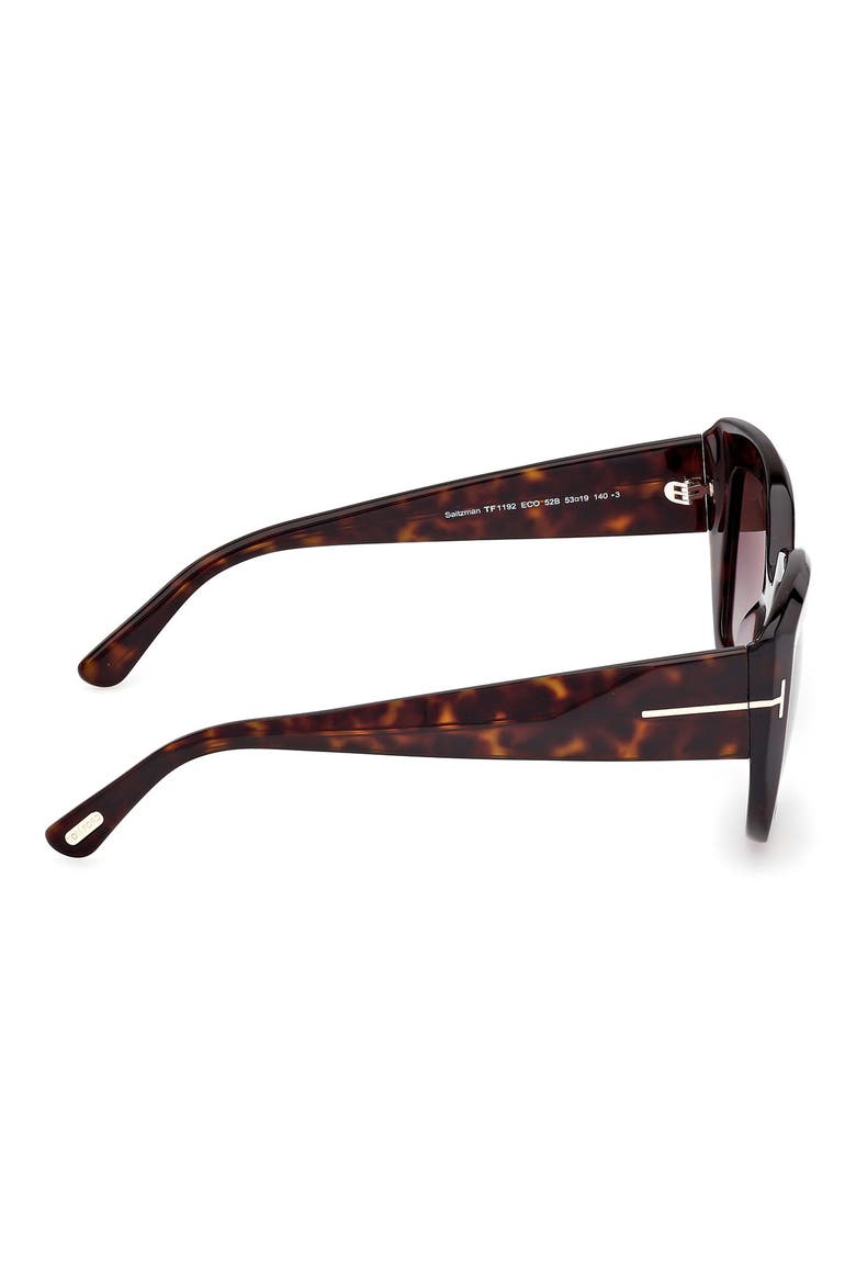 Saltzman 53mm Gradient Butterfly Sunglasses, Alternate, color, DARK HAVANA ECO / T LOGO