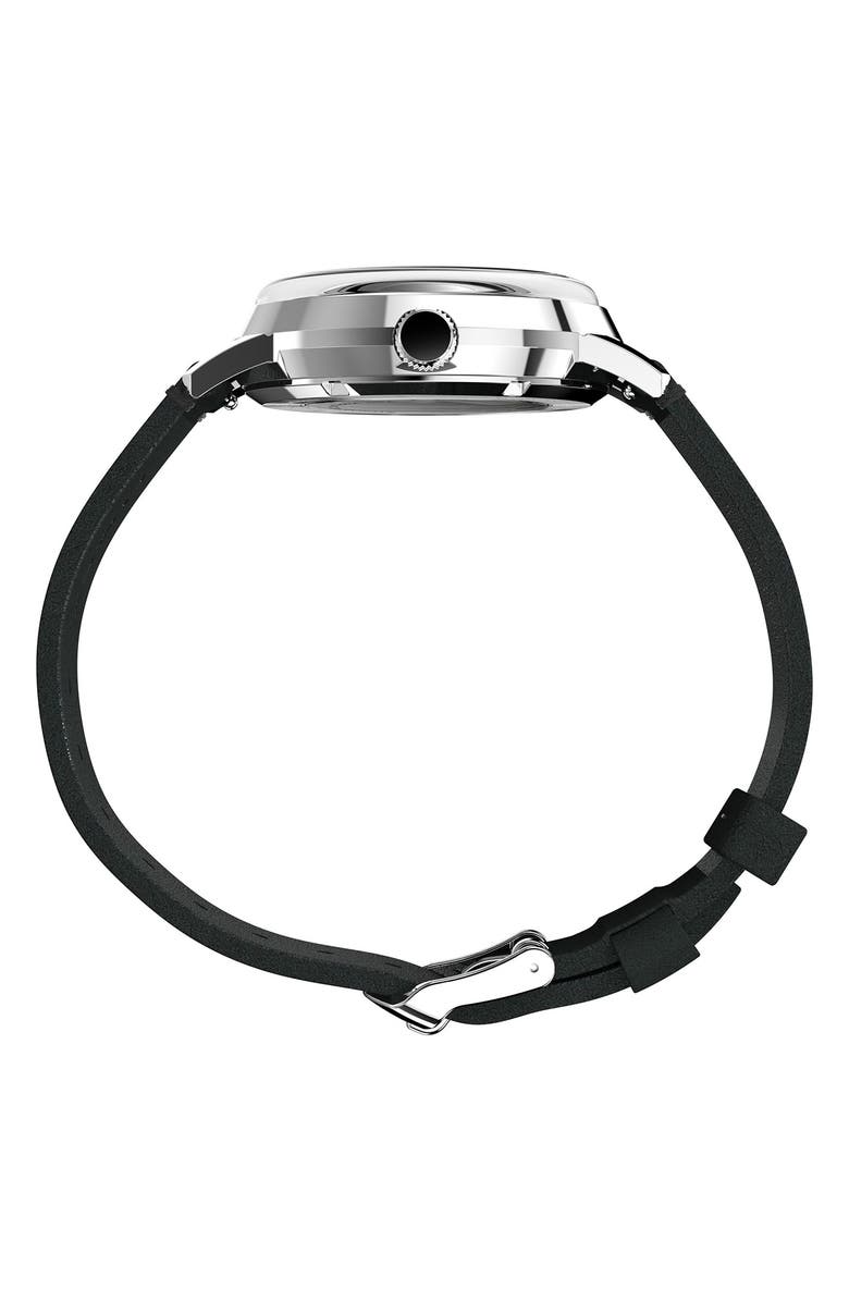 Timex<sup>®</sup> Marlin Automatic Leather Strap Watch, 40mm, Alternate, color, Black