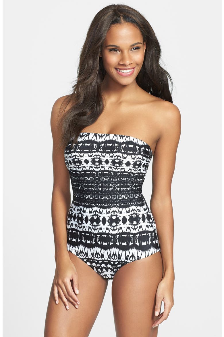 Badgley Mischka Bandeau Maillot, Main, color, BLACK/WHITE