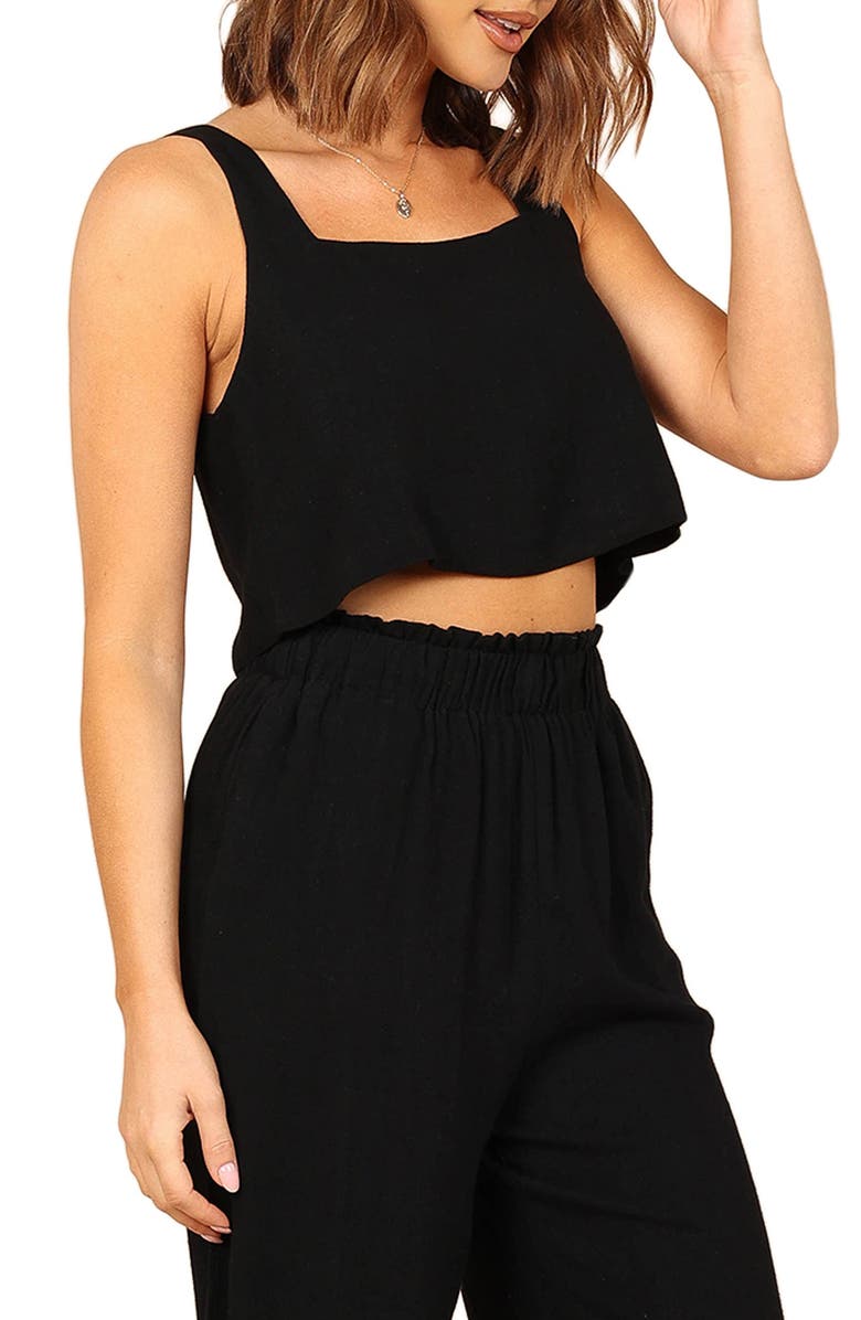 Petal & Pup Eleanor Linen Crop Tank, Alternate, color, Black