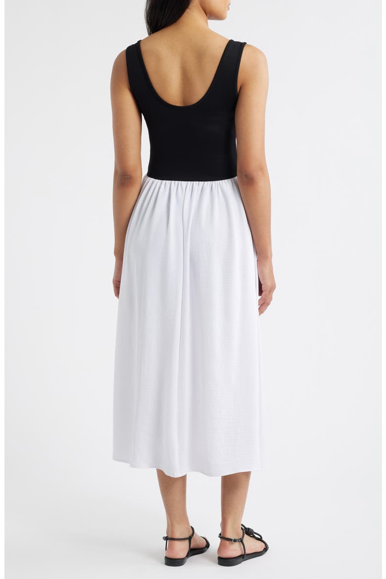 Sleeveless Scoop Neck Midi Dress, Alternate, color, BLACK/ WHITE