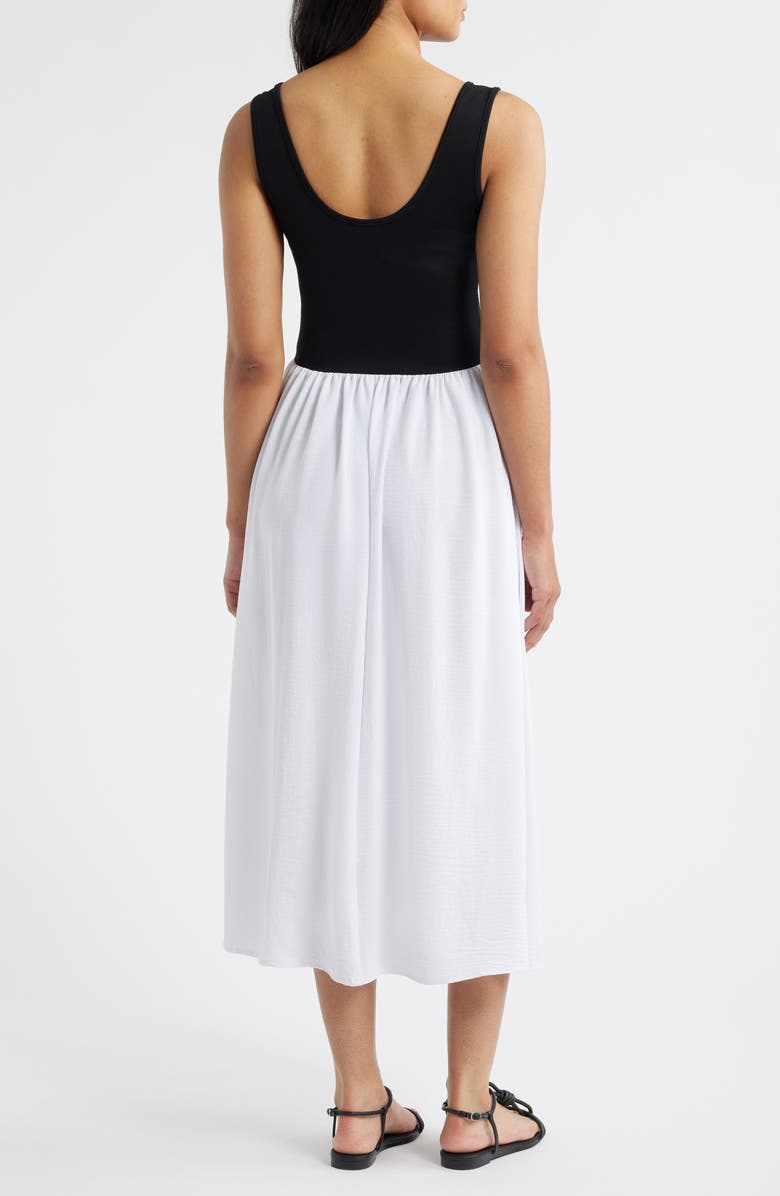 Loveappella Sleeveless Scoop Neck Midi Dress, Alternate, color, Black/ White