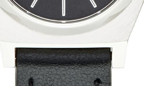 Nixon 'small Time Teller' Leather Strap Watch, 26mm In Black