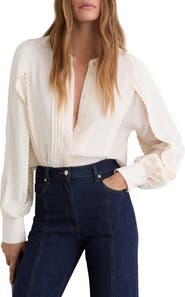 Reiss Maddie Pleated Button-Up Top