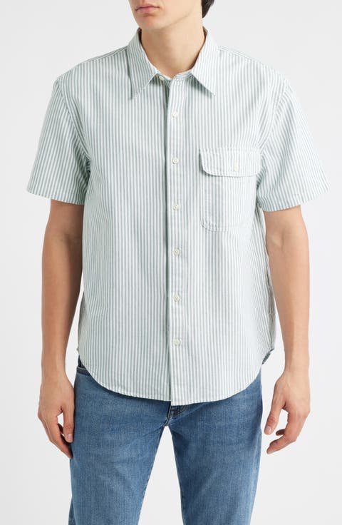 Allday Oxford Single Pocket Short Sleeve Button-Up Shirt