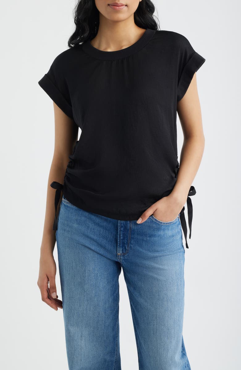 CITY BLUES Mixed Media Drawstring T-Shirt, Main, color, 