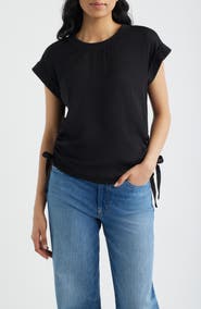 CITY BLUES Mixed Media Drawstring T-Shirt
