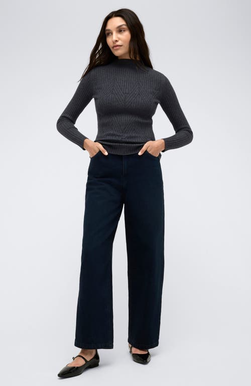 Kenneth Cole Mock Neck Chevron Rib Sweater In Gray