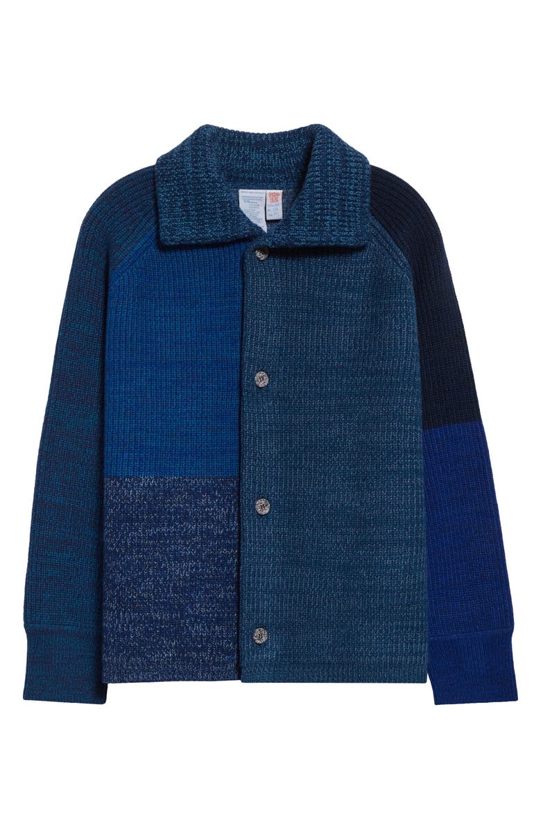 Waste Yarn Project Una Marled Colorblock Cardigan, Alternate, color, Tonal Blue