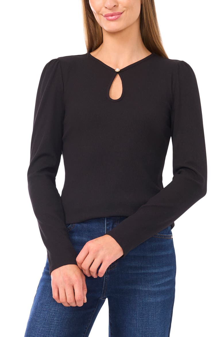 Keyhole Rib Top, Main, color, RICH BLACK