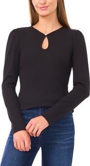 CeCe Keyhole Rib Top
