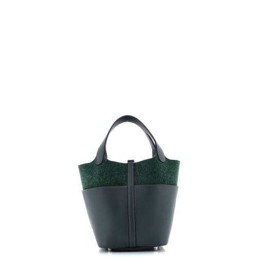 Pre-owned Hermes Hermes Go Team Picotin Lock Bag Feutre Wool And Swift Pm In Green