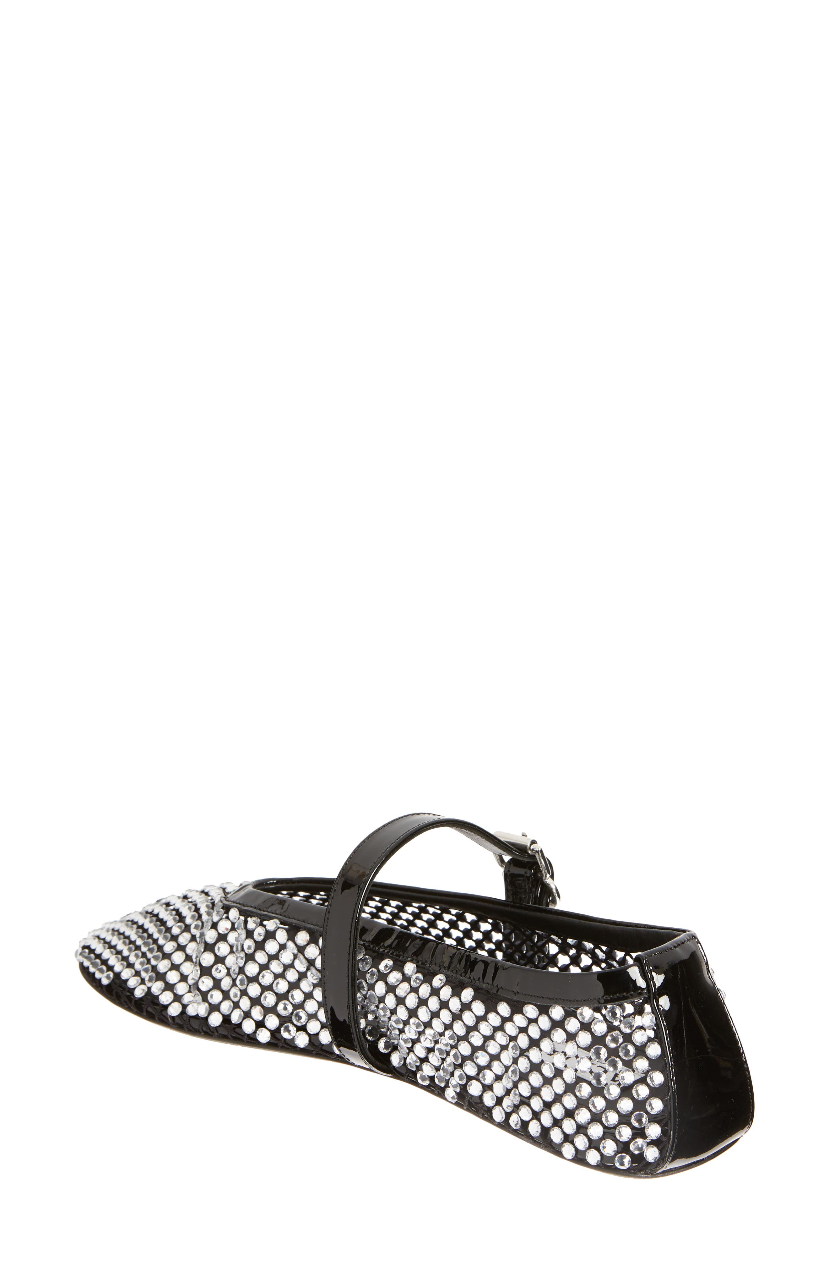 Alaïa Rhinestone Mesh Ballerina Flat, Alternate, color, 