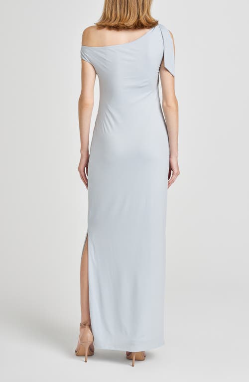 Wayf Say Less Ruched One-shoulder Maxi Dress In Blue