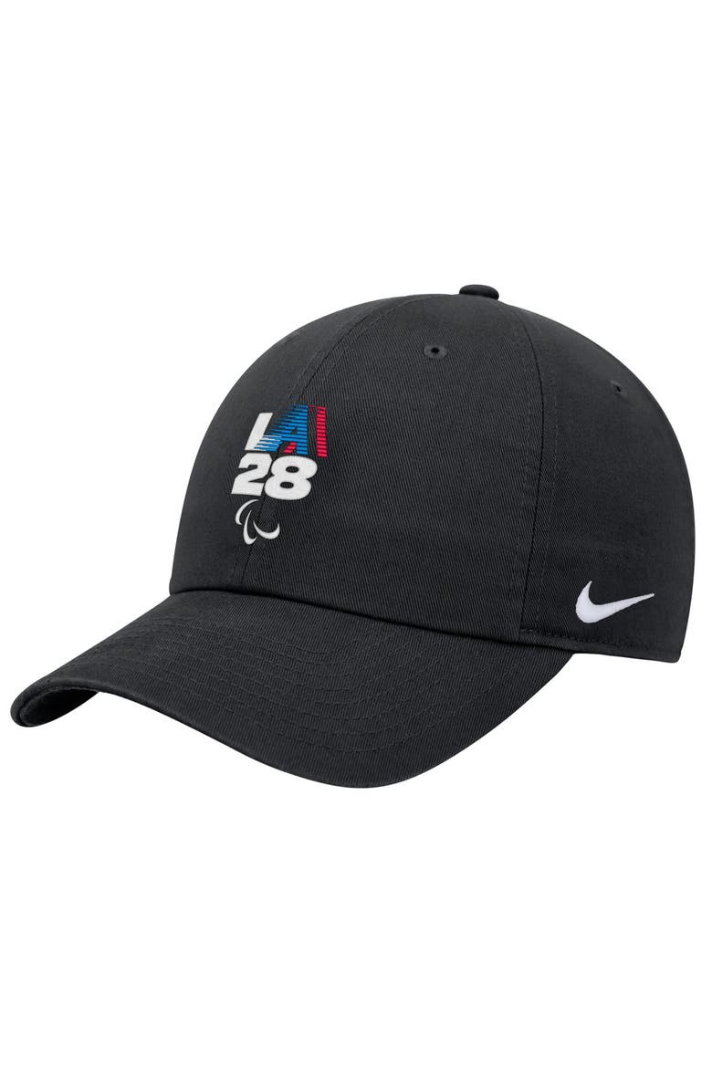 Youth Nike Black LA28 Summer Paralympics Retro Stripe Club Adjustable Hat, Main, color, Black