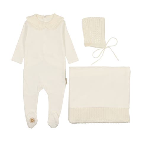 Mon Tresor Budding Blossoms Girls Layette Set - Ivory & Pink Mon Tresor Budding Blossoms Girls Layette Set - Ivory & Pink