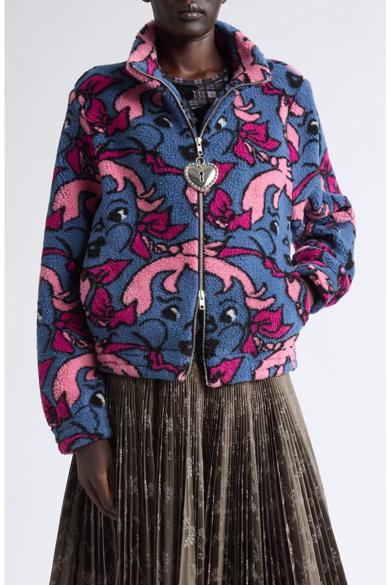 Cheeky Girl Fitted Fleece Jacket, Main, color, BLUE AND PINK