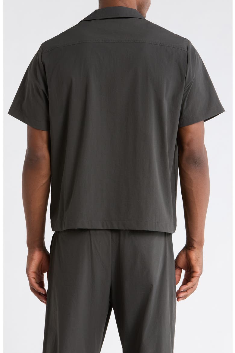 Tim Stretch Nylon Camp Shirt, Alternate, color, BLACK