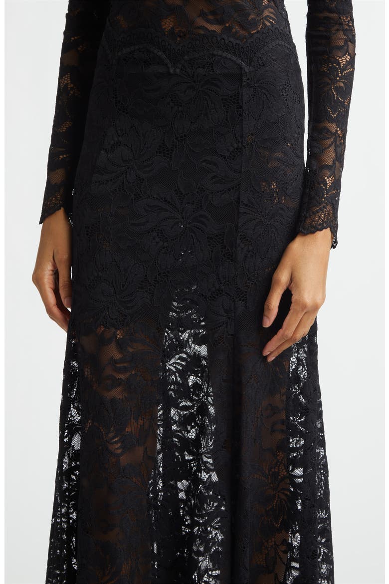 Scalloped Lace Maxi Skirt, Alternate, color, BLACK