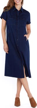 Wash Lab Denim Mendocino Cotton & Linen Denim Shirtdress