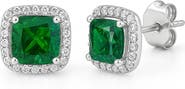Donatello Gian Sterling Silver Green Emerald Halo Earrings