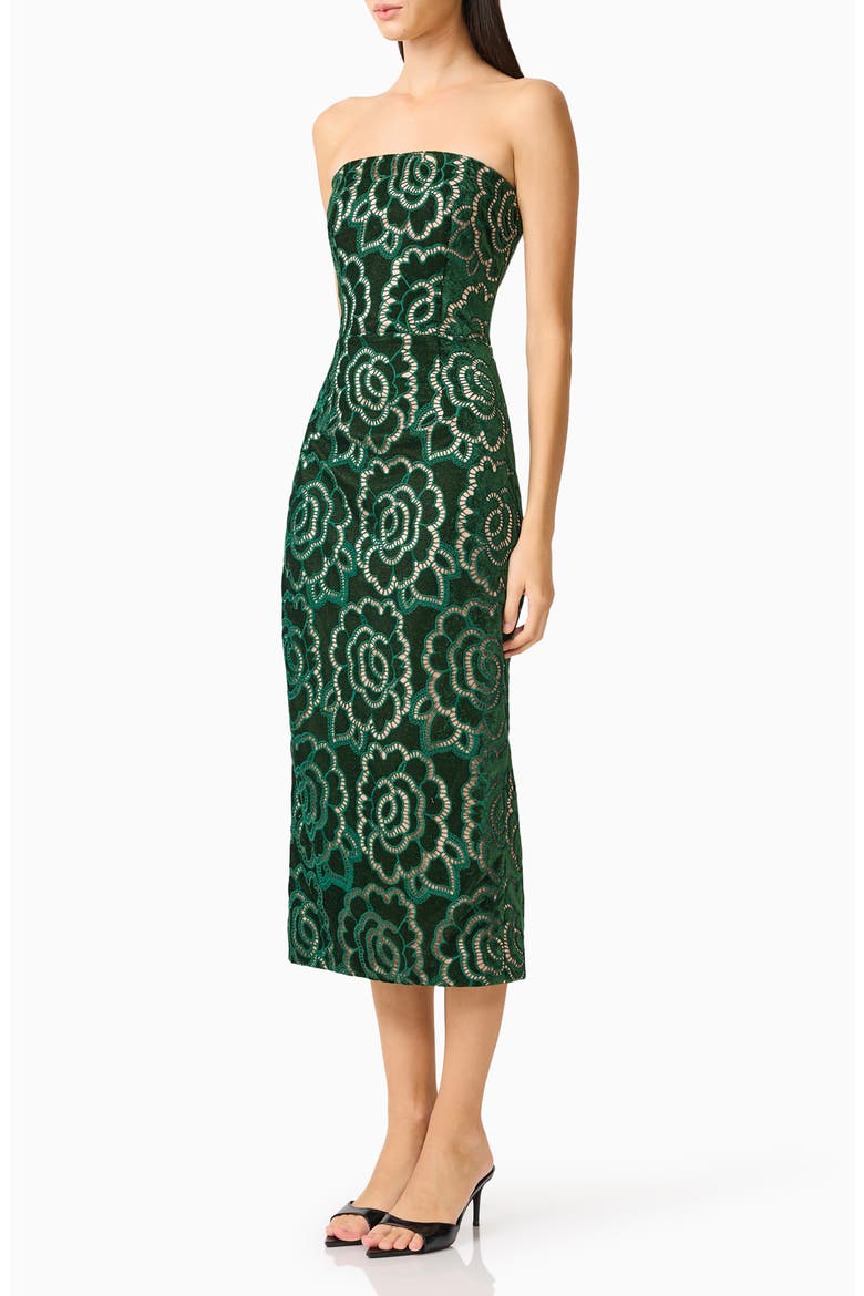 Monique Velvet Column Midi Dress, Alternate, color, EMERALD