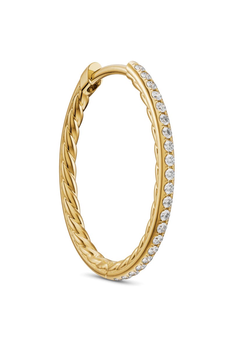 Petite Pavé 18k Gold Diamond Hoop Earrings, Alternate, color, GOLD