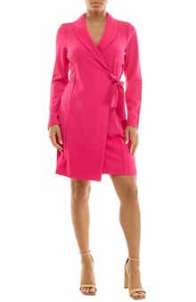 Nina Leonard Long Sleeve Wrap Blazer Dress