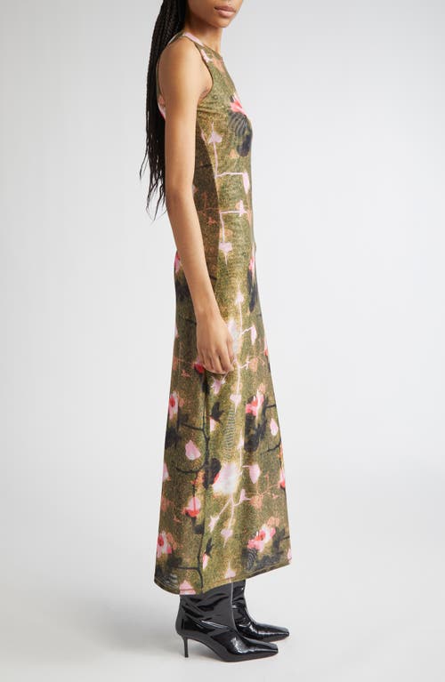 Eckhaus Latta Duet Sleeveless Double Layer Micromesh Maxi Dress In Green