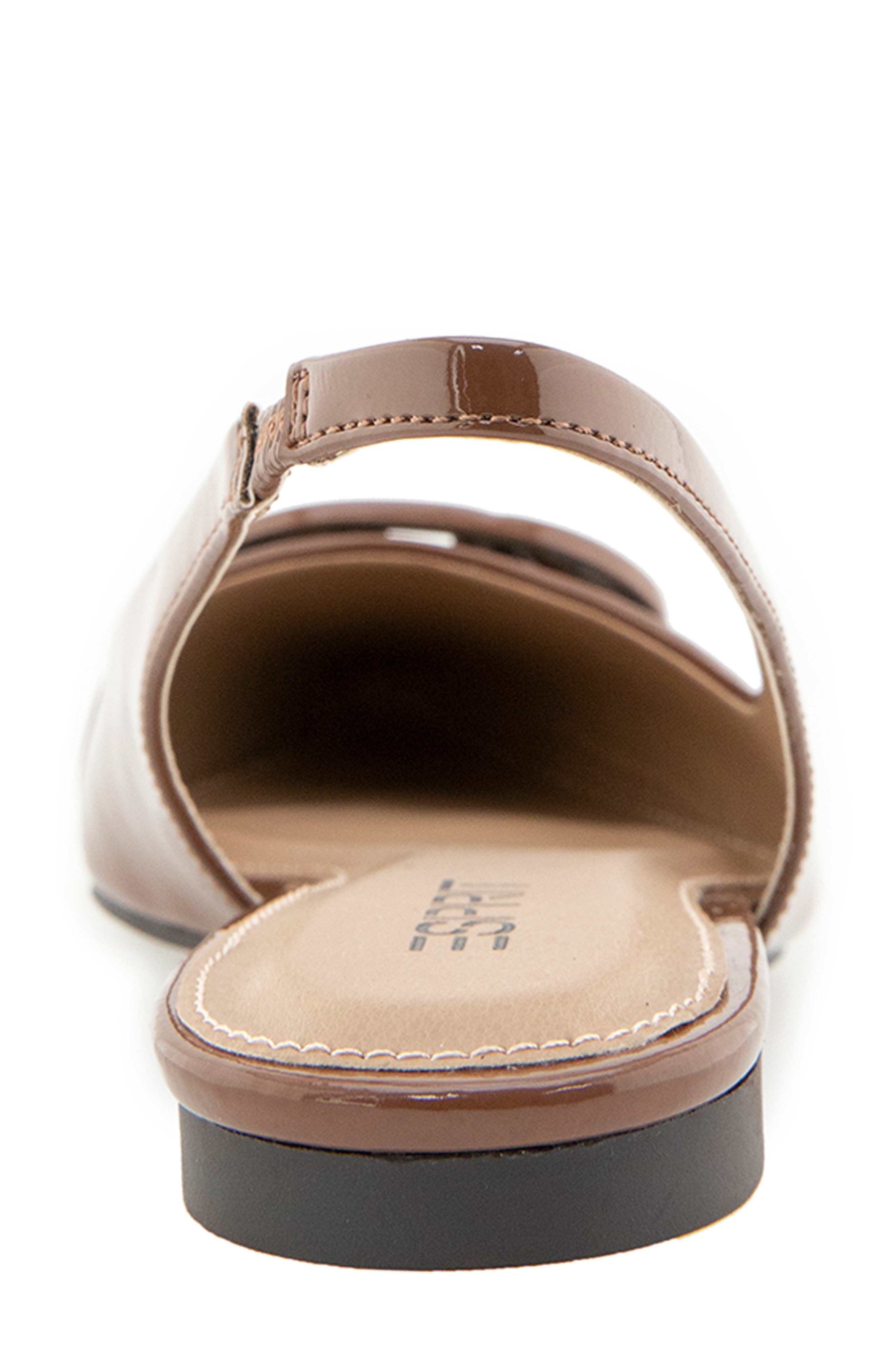 Preslee Faux Leather Slingback Flat, Alternate, color, BROWN CRINKLE PATENT