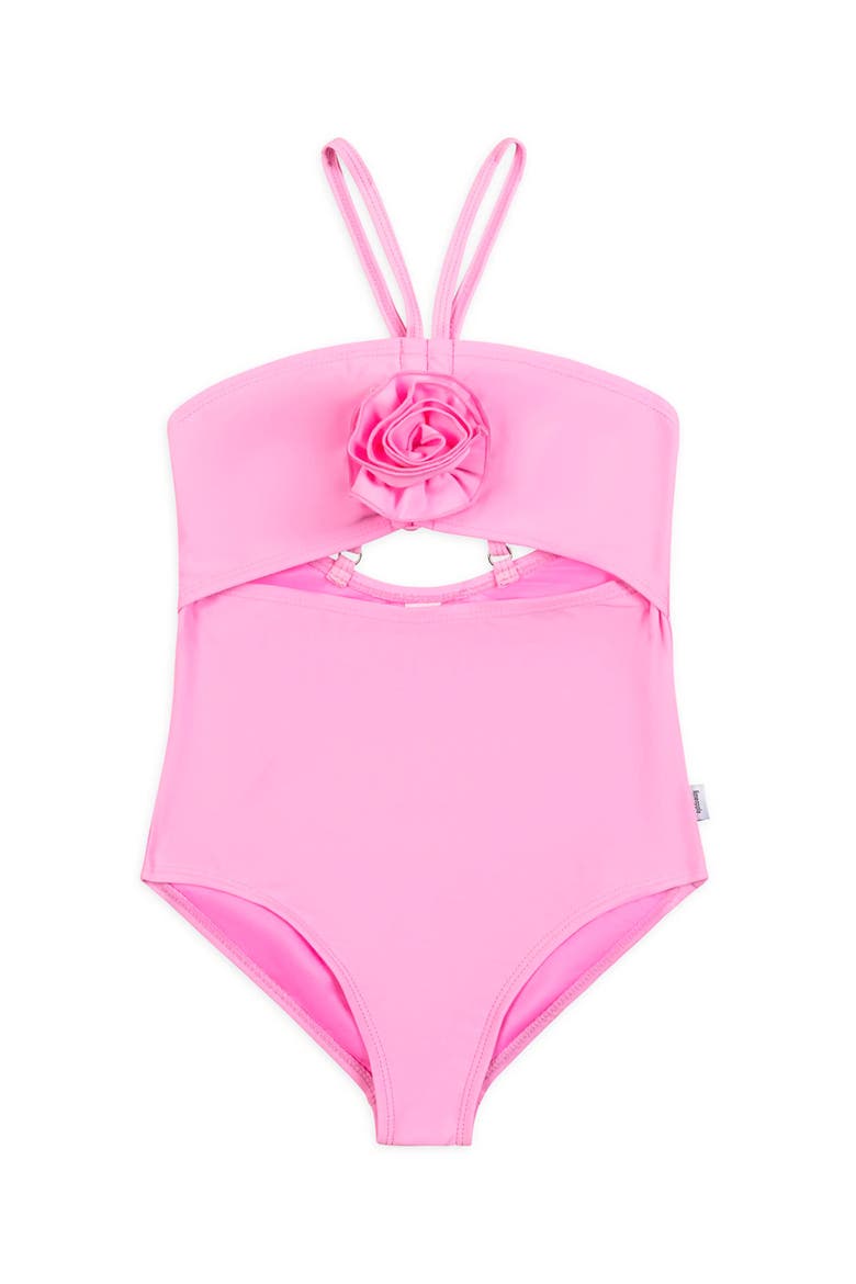Rosette Halter One Piece Swimsuit, Alternate, color, Angel Pink
