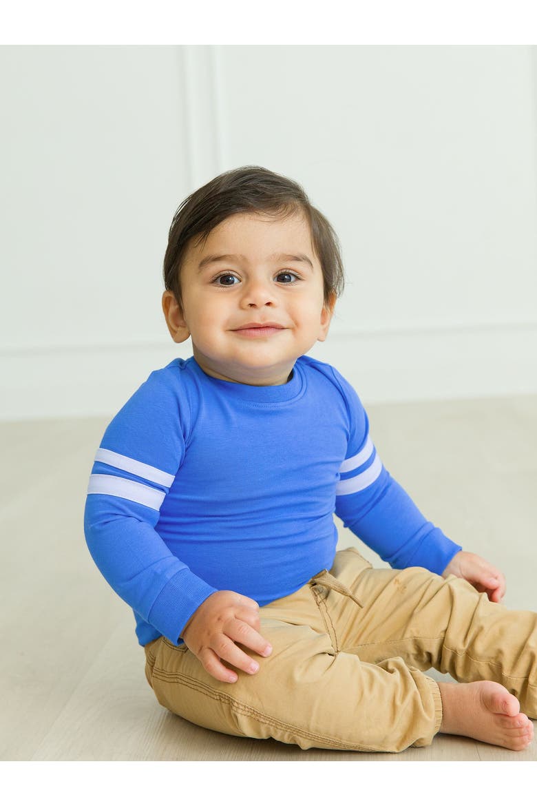Baby Boys Racing Stripe Long Sleeve Bodysuit, Alternate, color, Sonic Blue