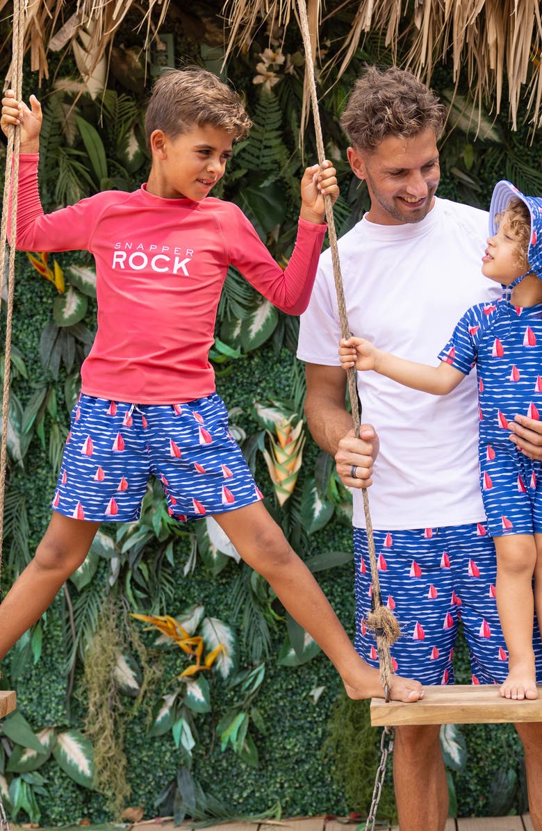 Snapper Rock Kids' Rocking Red Long Sleeve Rashguard Top, Alternate, color, Red