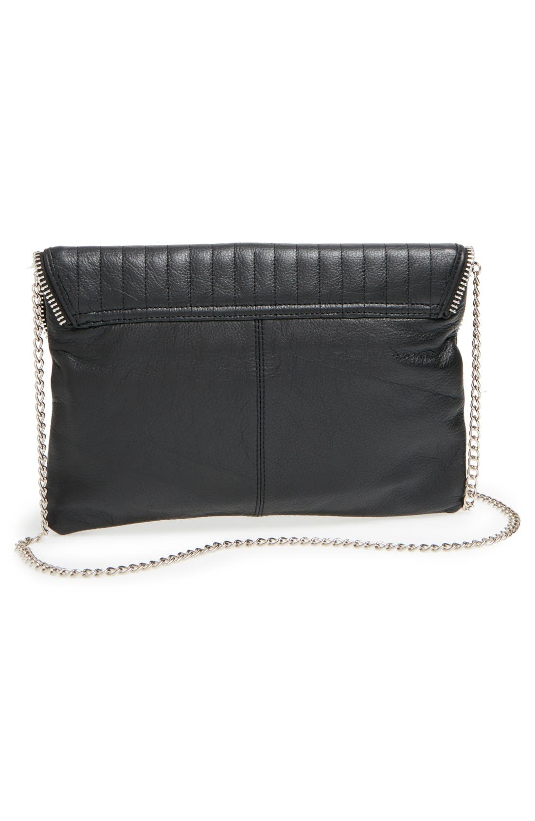 Leather Envelope Clutch, Alternate, color, BLACK QUILT
