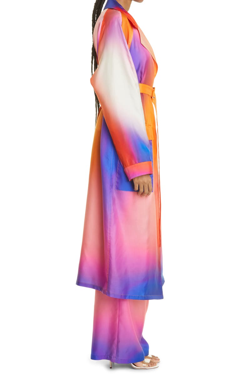 LAPOINTE Aura Print Silk Taffeta Trench Coat, Alternate, color, 