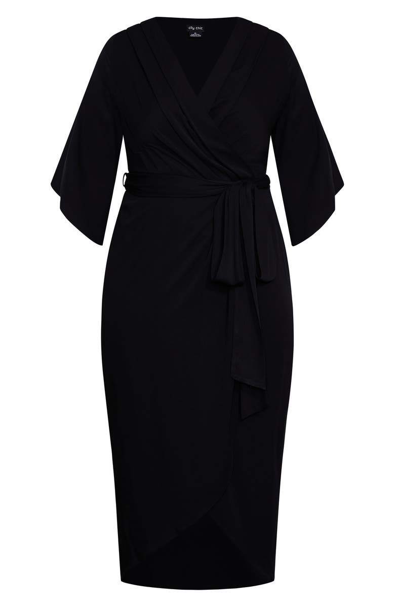 City Chic Faux Wrap Dress, Alternate, color, 