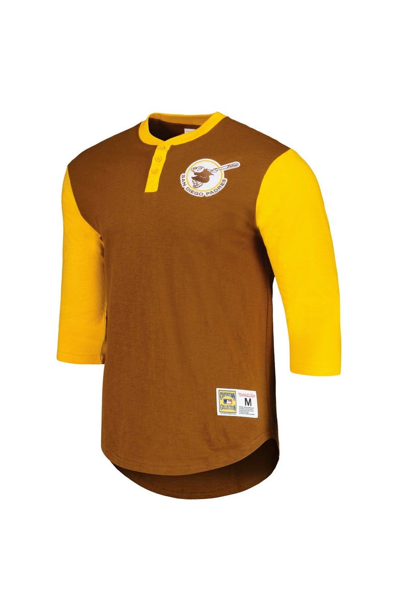 Mitchell & Ness Men's Mitchell & Ness Brown San Diego Padres Cooperstown Collection Legendary Slub Henley 3/4-Sleeve T-Shirt, Alternate, color, 