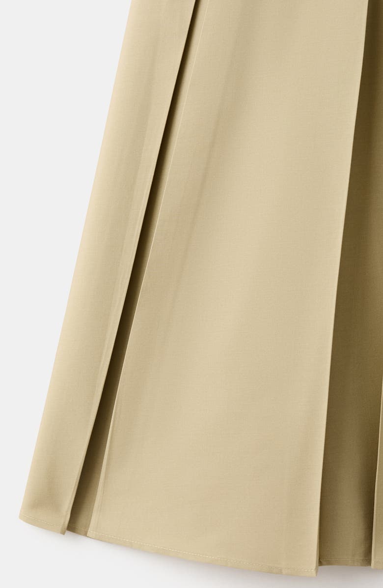 MANGO Belted Pleated A-Line Skirt, Alternate, color, Medium Brown