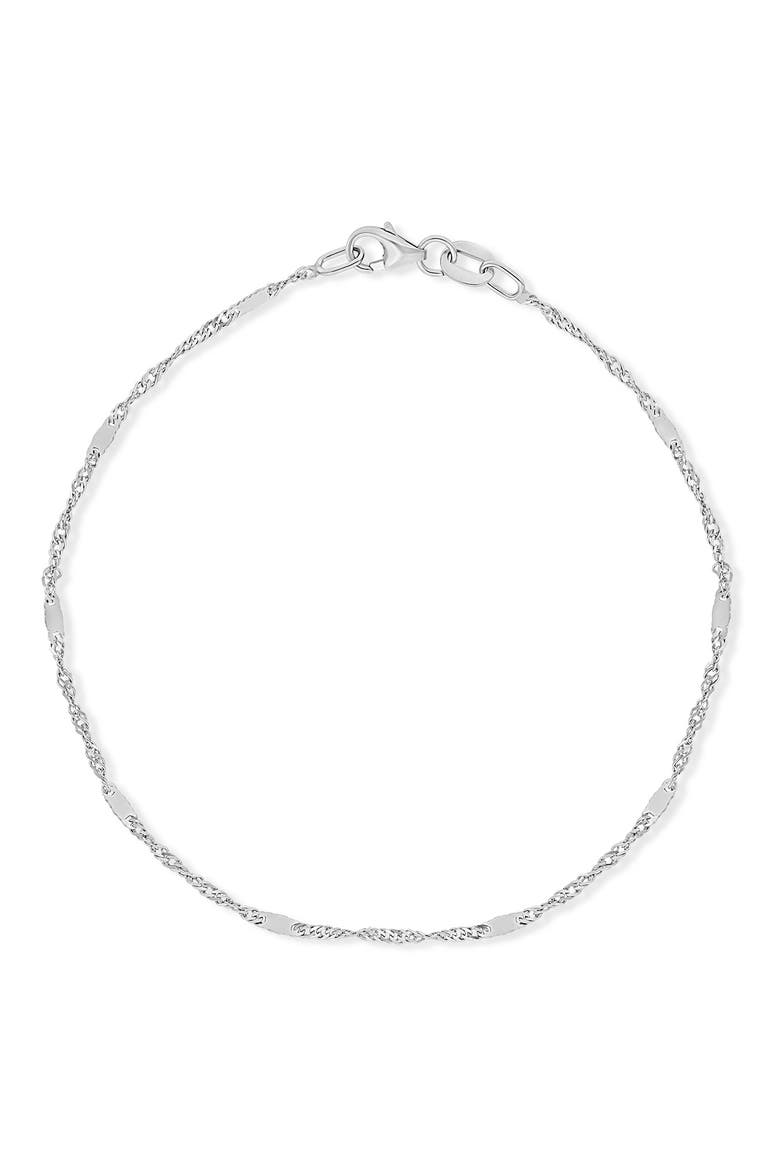 14K White Gold Station Chain Bracelet, Main, color, 14KW