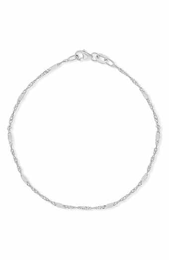 14K White Gold Station Chain Bracelet