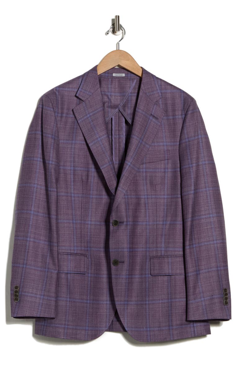 Peter Millar Plaid Wool Blend Sport Coat, Alternate, color, Purple