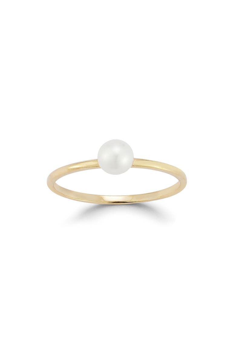 14K Gold 4mm Cultured Pearl Ring, Main, color, GOLD