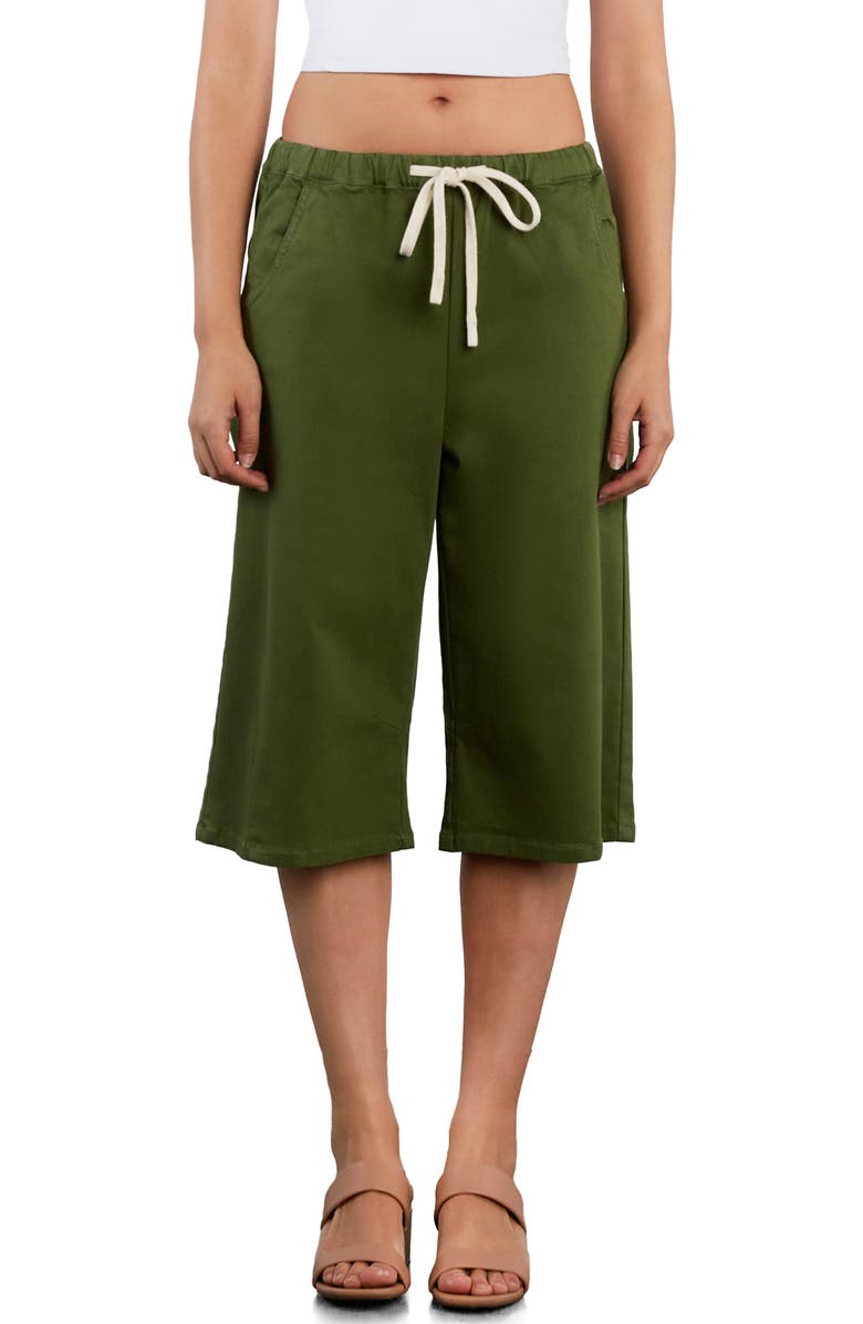 HINT OF BLU Relaxed Drawstring Denim Jorts, Alternate, color, Vineyard Green