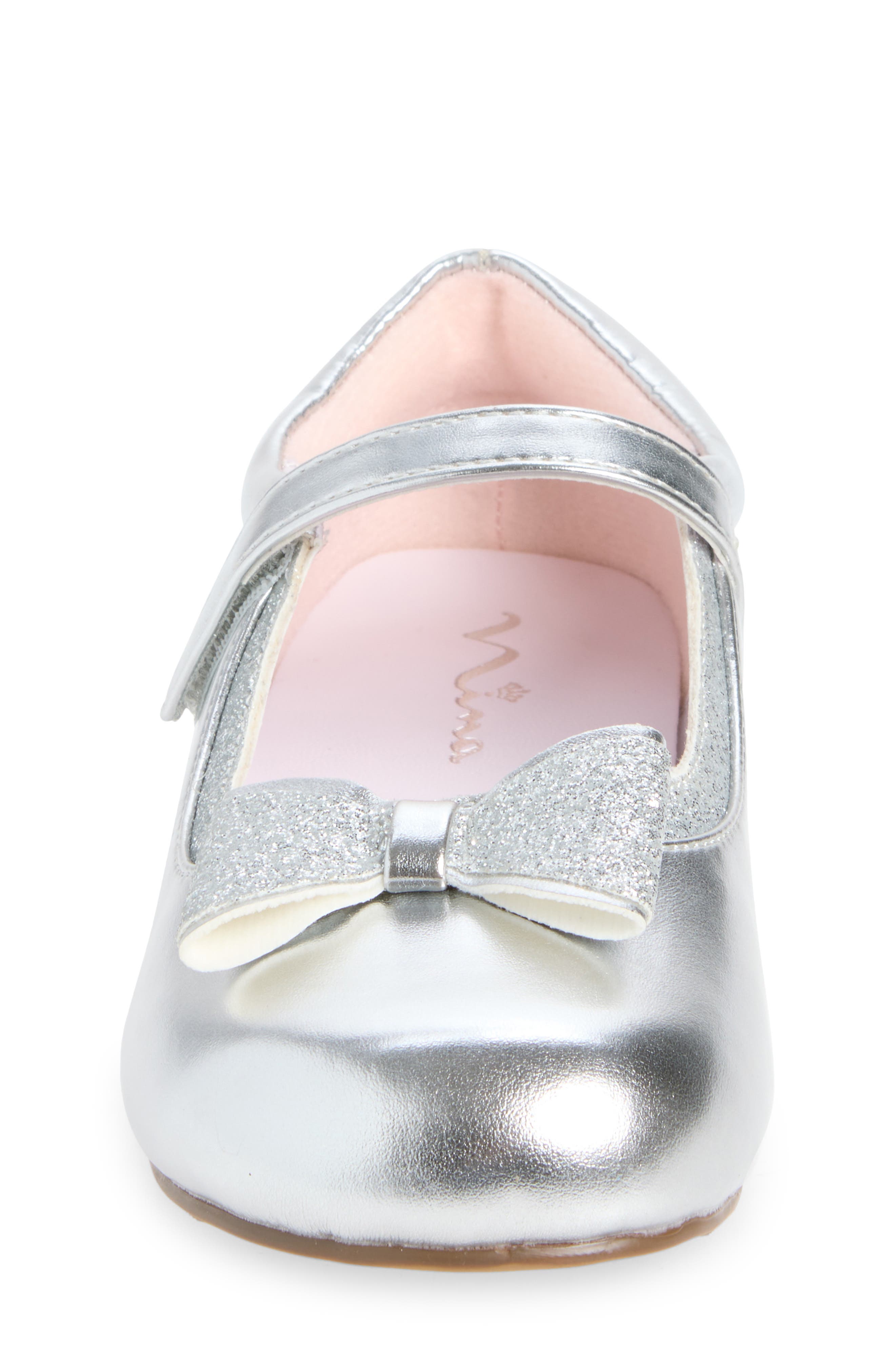 Kids' Jillzee Mary Jane Flat, Alternate, color, SILVER METALLIC/ SLV GLITT