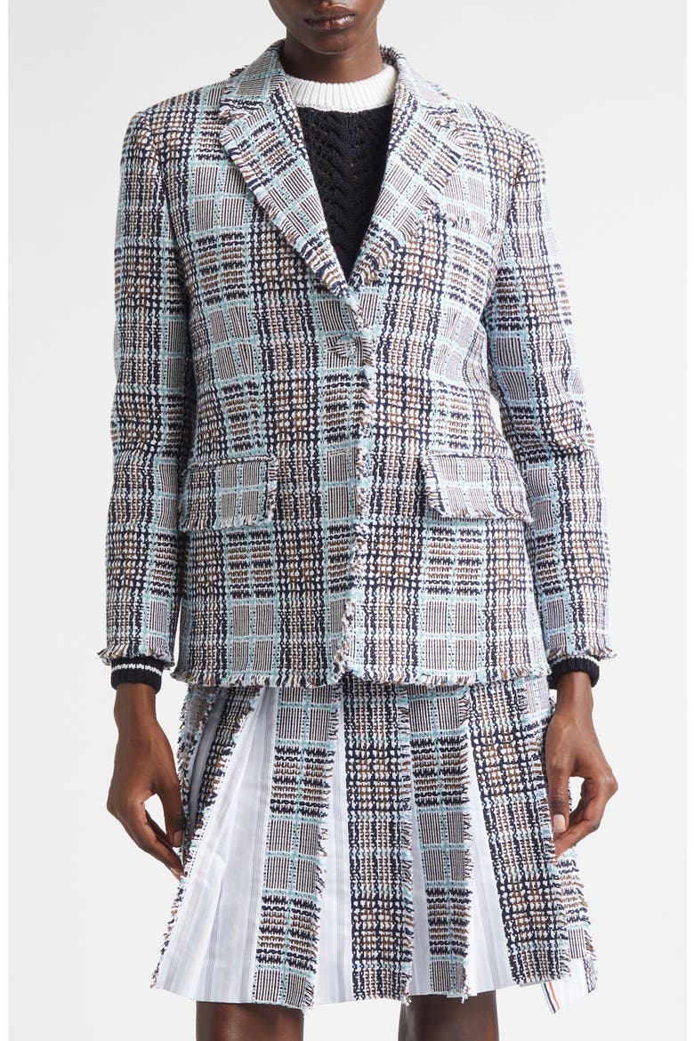 Glen Plaid Raw Edge Tweed Blazer, Main, color, SEASONAL MULTI