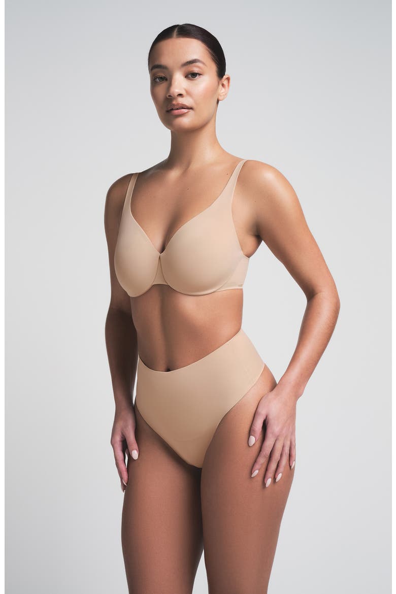 Unlined Full Coverage Bra, Alternate, color, CLAY