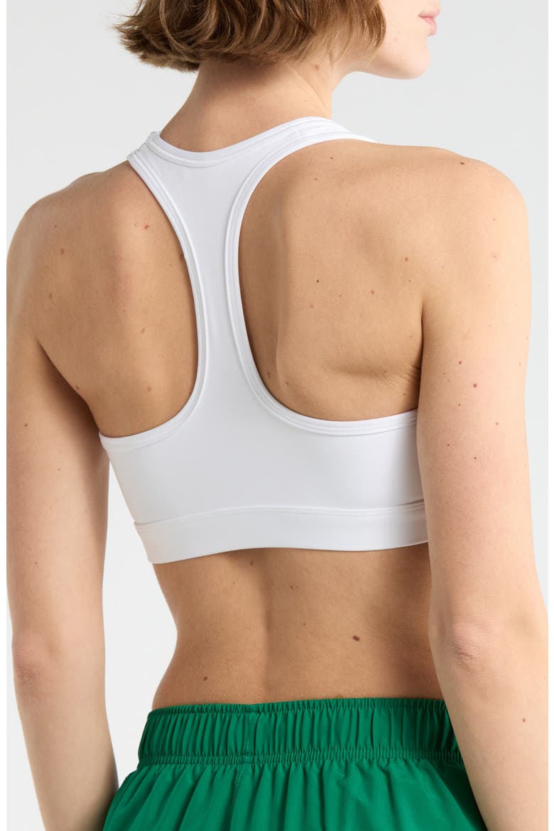 Swoosh Medium Support Dri-FIT Unpadded Sports Bra, Alternate, color, WHITE/ BLACK