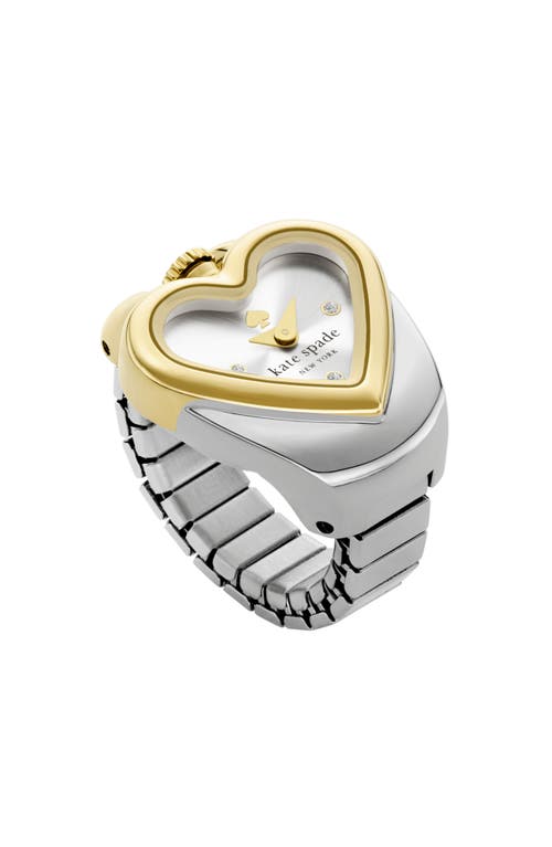 Kate Spade New York Monroe Two-tone Heart Ring Watch, 20mm X 18mm In Metallic