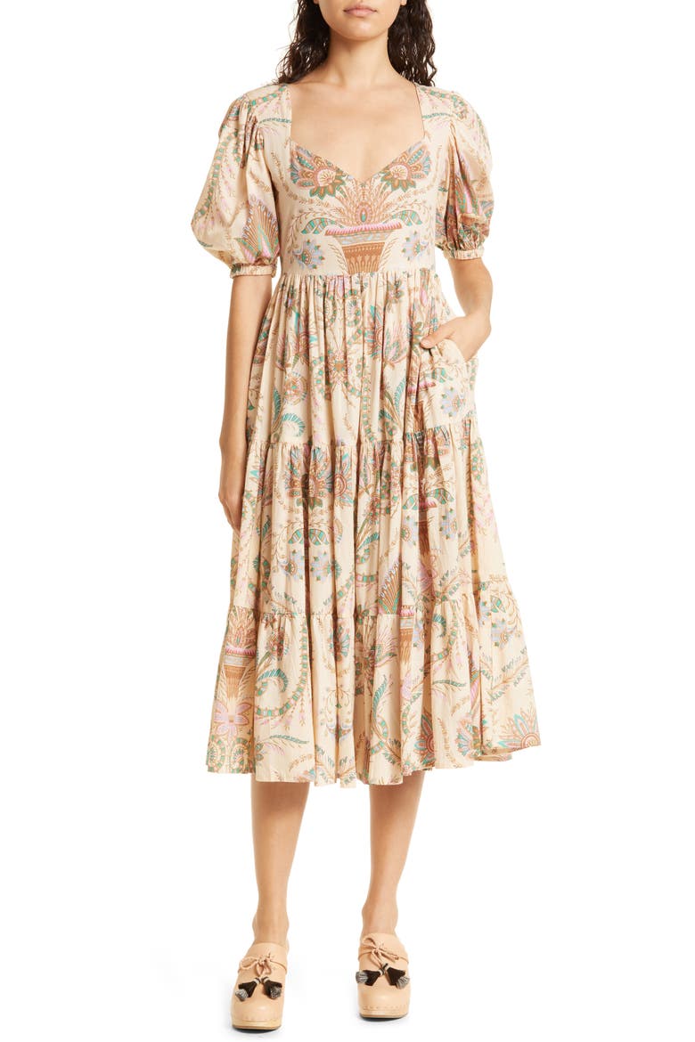 Maja Tiered Cotton Maxi Dress, Main, color, VERSAILLES