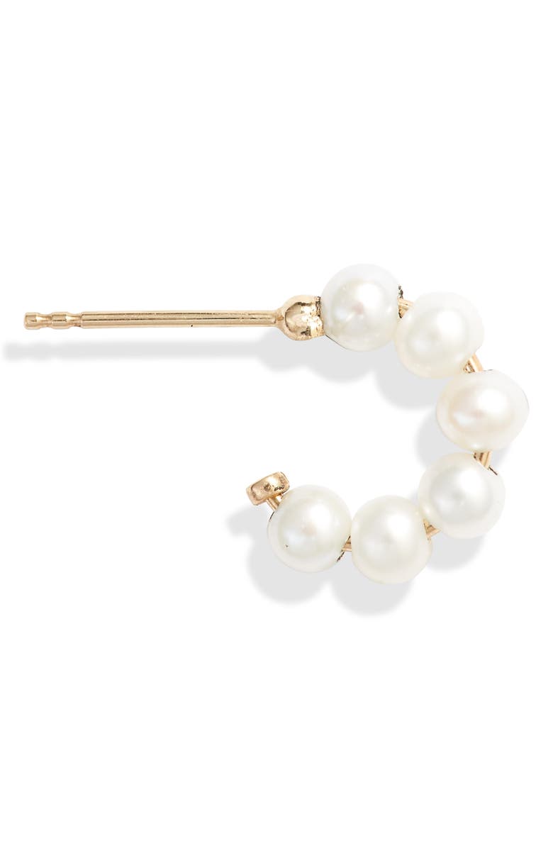 Poppy Finch Mini Baby Pearl Huggie Hoop Earrings, Alternate, color, 